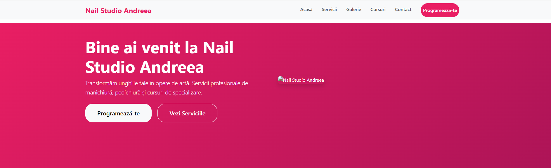 Nail Studio Andreea – MVP (PHP + MySQL + Bootstrap)
