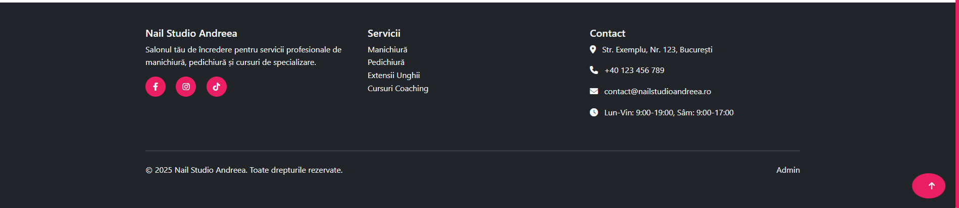 Nail Studio Andreea – MVP (PHP + MySQL + Bootstrap)