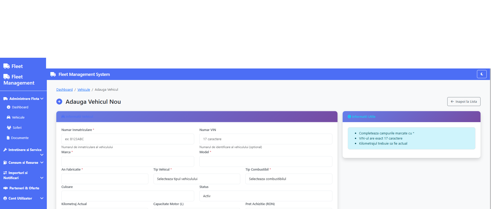 Fleetly.ro  – Sistem Profesional de Gestiune Flote Auto