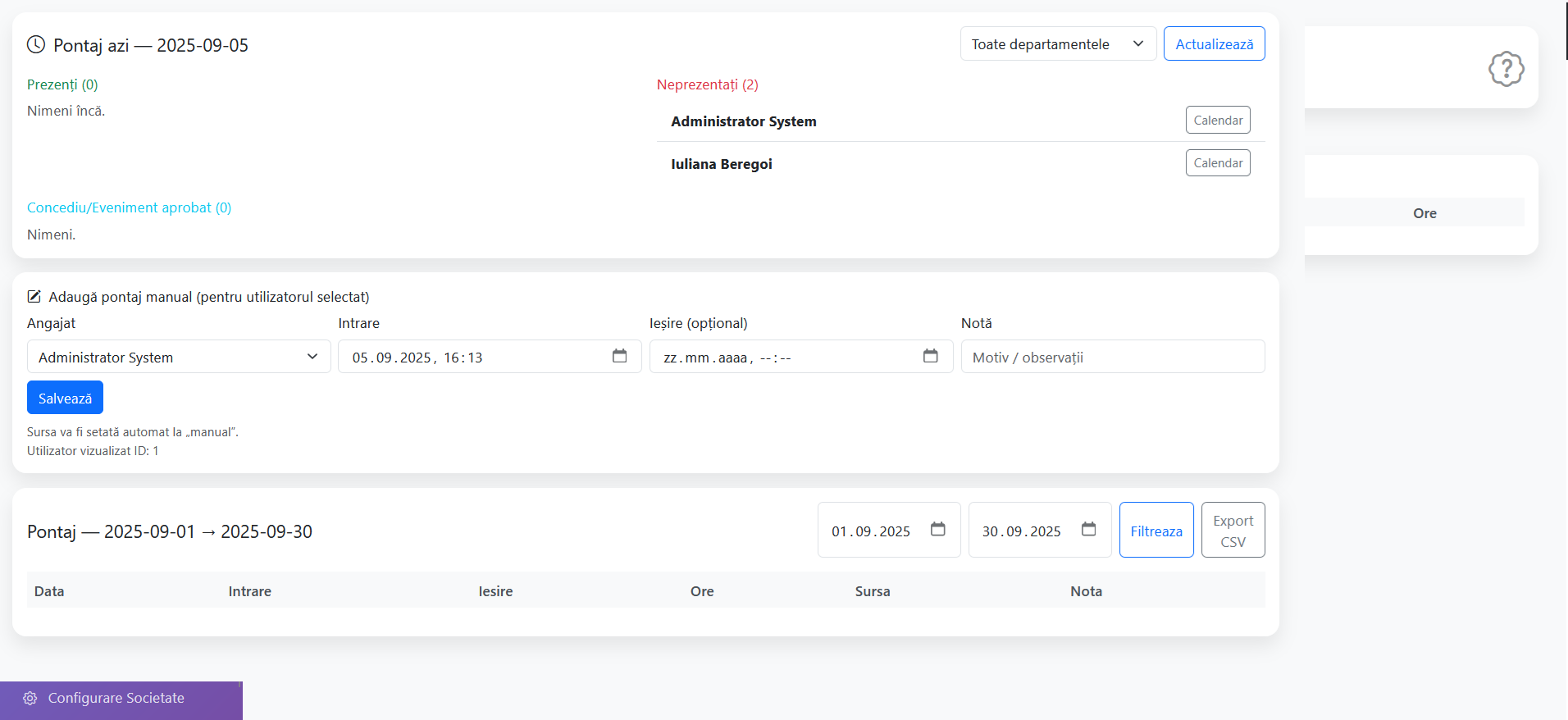 PontajPro - aplicatie pentru pontaj