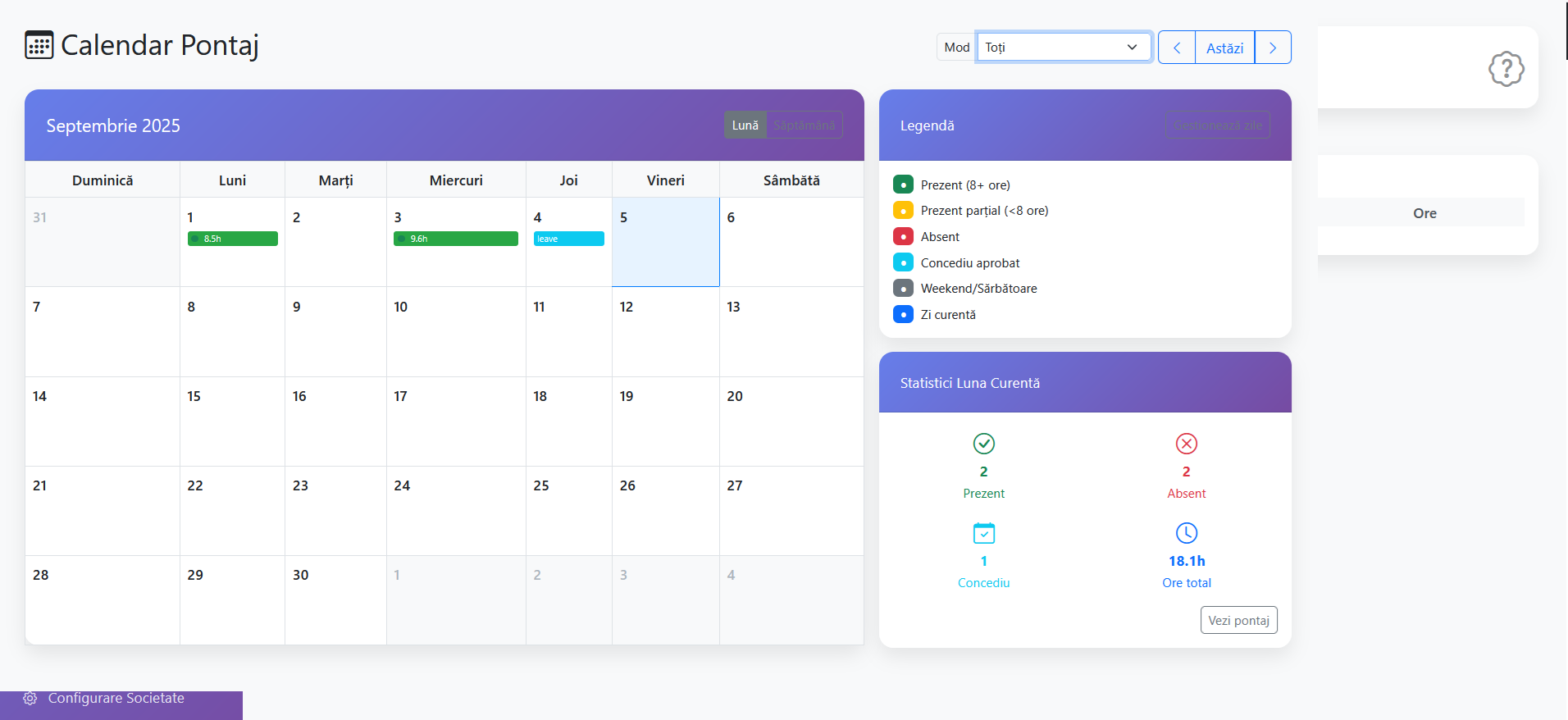 PontajPro - aplicatie pentru pontaj